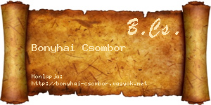 Bonyhai Csombor névjegykártya